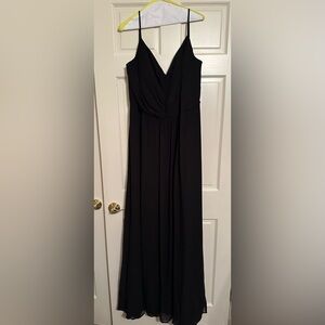 Hayley Paige Occasions Black V-Neck Spaghetti-Strap Maxi Dress
